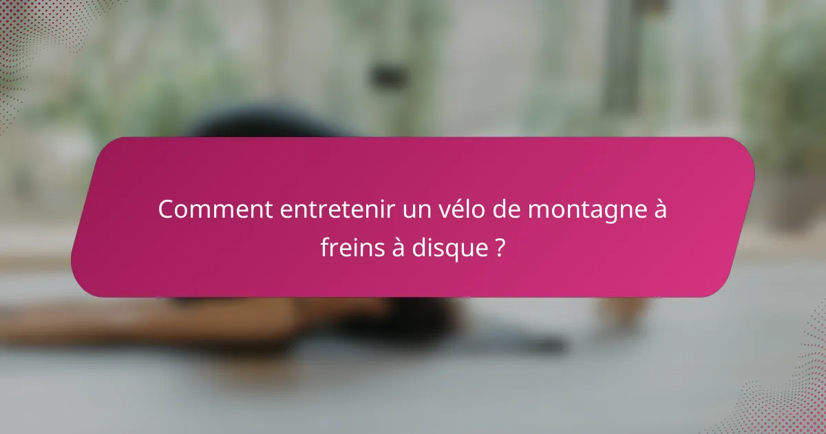 Comment entretenir un vélo de montagne à freins à disque ?