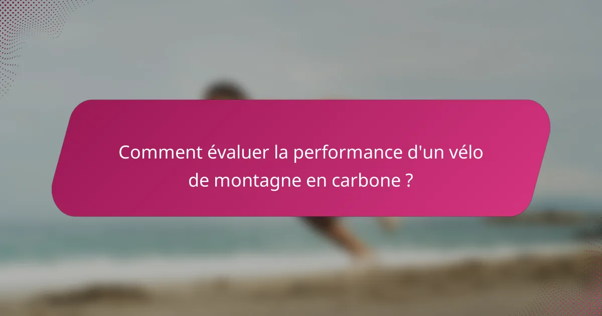 Comment évaluer la performance d'un vélo de montagne en carbone ?