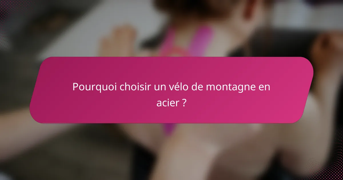 Pourquoi choisir un vélo de montagne en acier ?