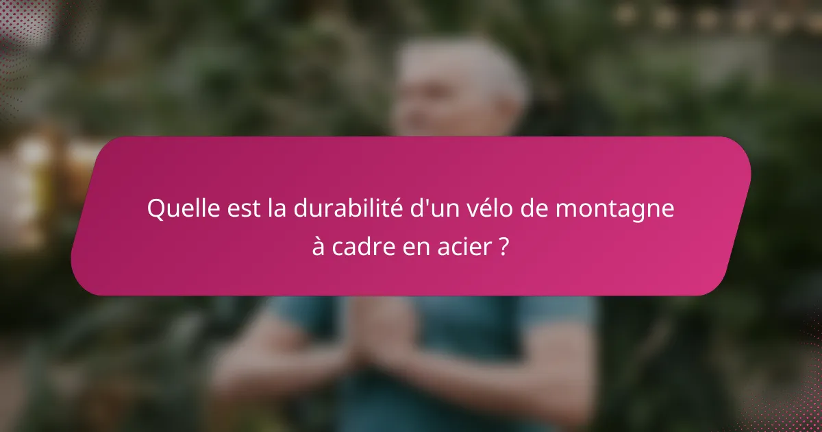 Quelle est la durabilité d'un vélo de montagne à cadre en acier ?