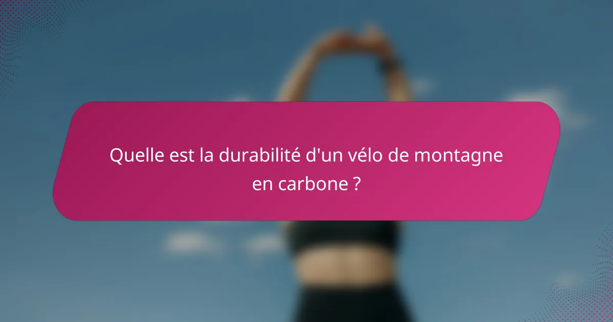 Quelle est la durabilité d'un vélo de montagne en carbone ?