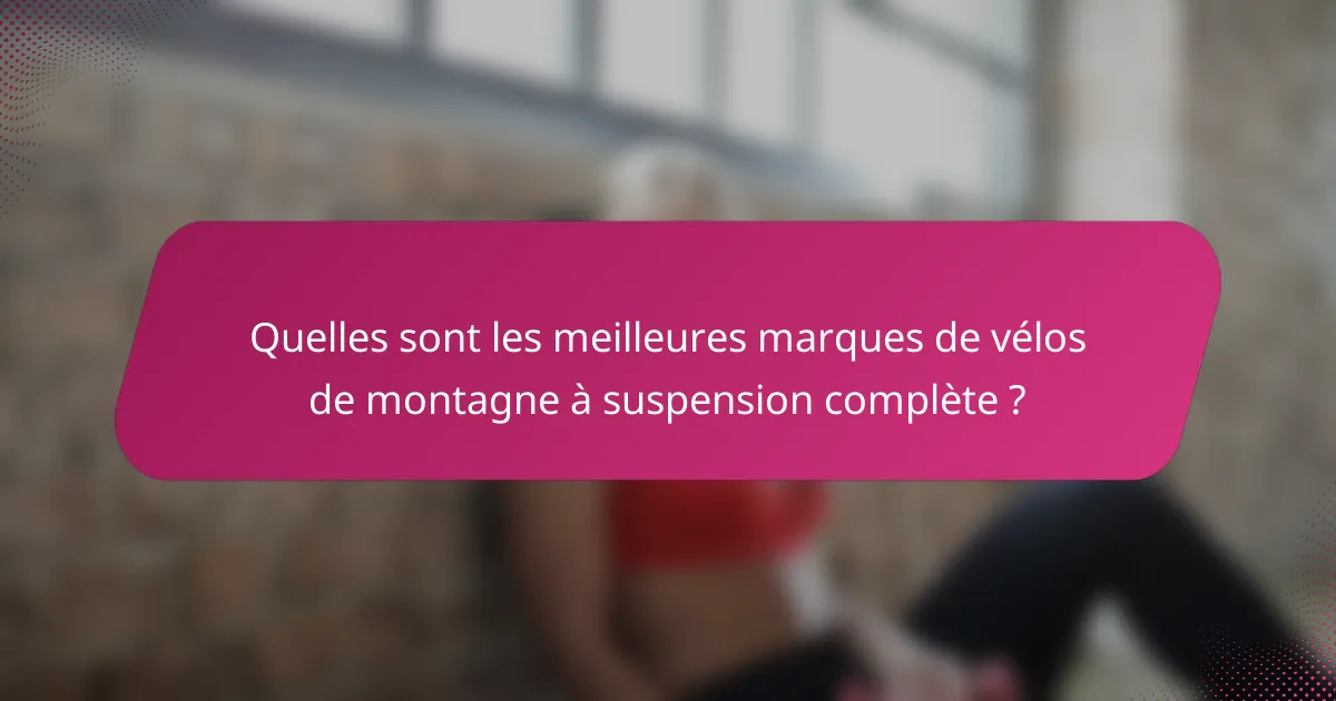 Quelles sont les meilleures marques de vélos de montagne à suspension complète ?