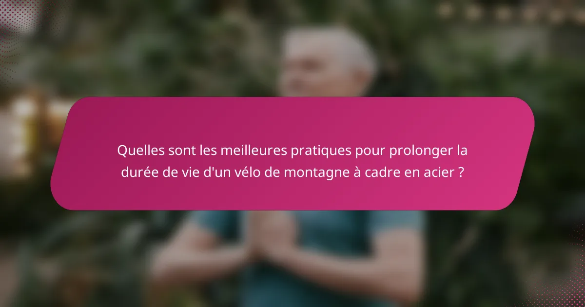 Quelles sont les meilleures pratiques pour prolonger la durée de vie d'un vélo de montagne à cadre en acier ?