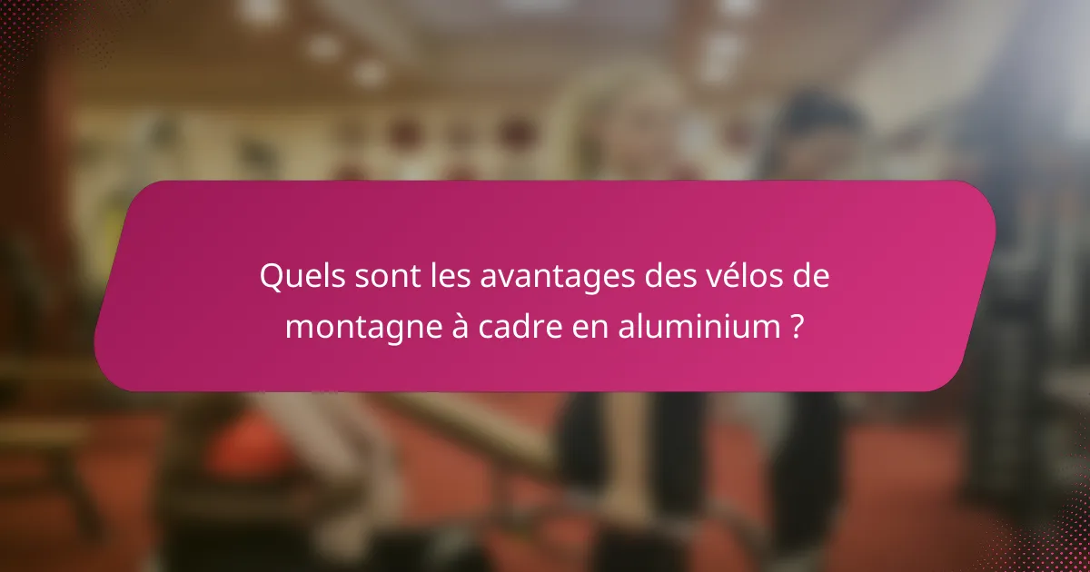 Quels sont les avantages des vélos de montagne à cadre en aluminium ?