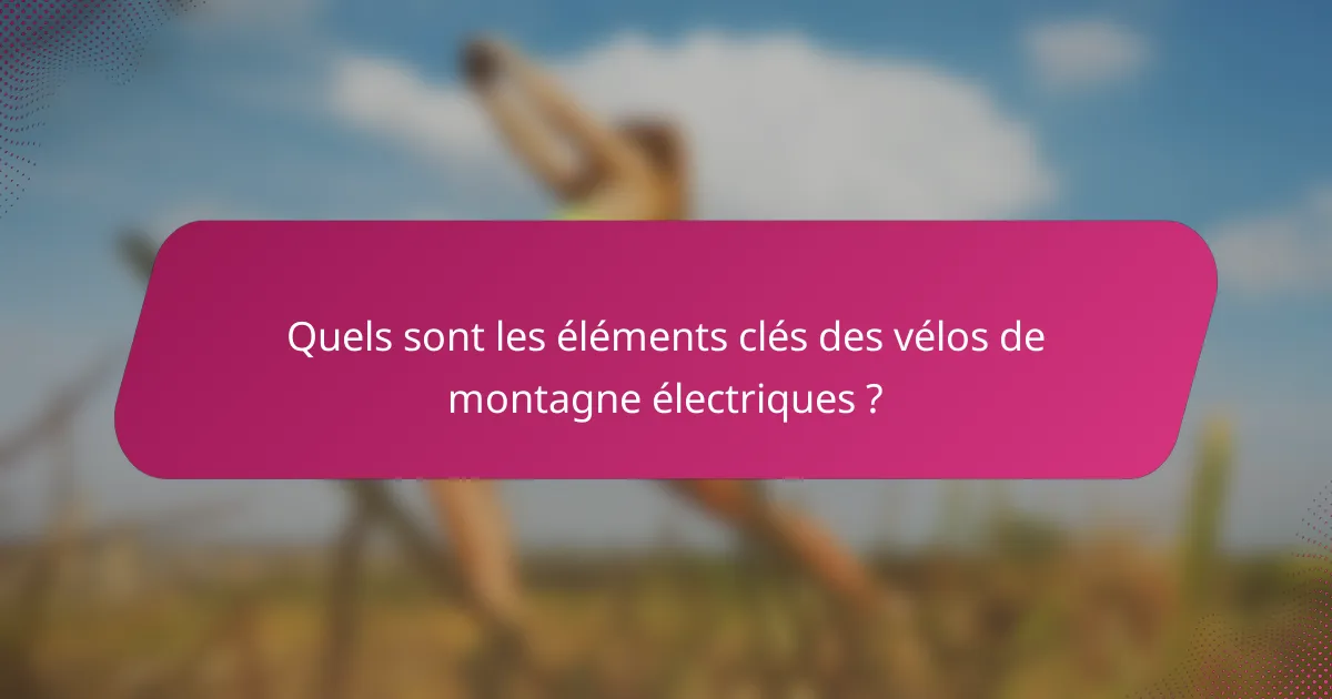 Quels sont les éléments clés des vélos de montagne électriques ?